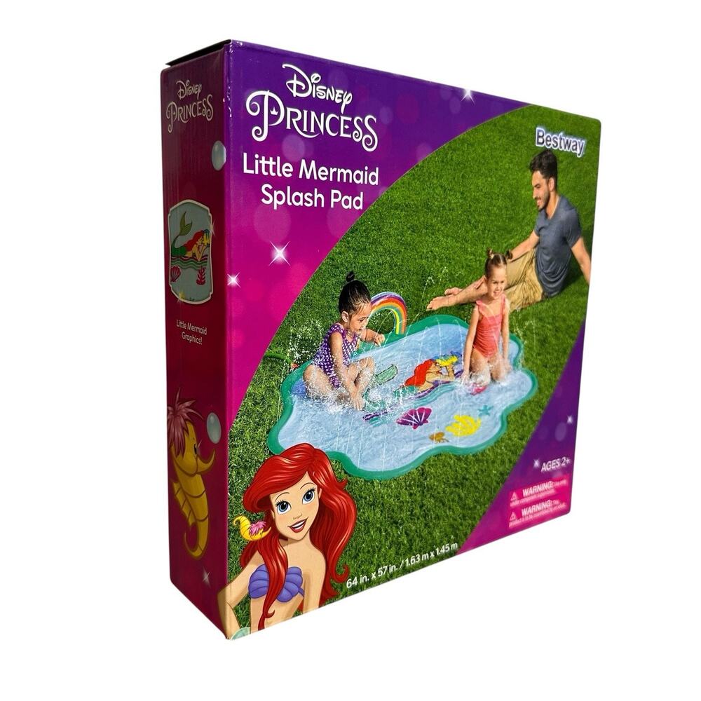 Disney Princess Little Mermaid Splash Pad Bestway Sprinklers Outdoors New